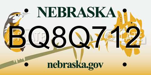 BQ8Q712 Nebraska License Plate
