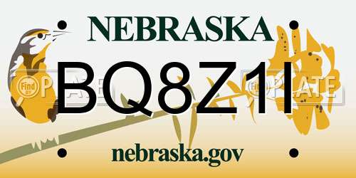BQ8Z1I Nebraska License Plate