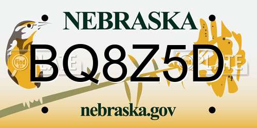 BQ8Z5D Nebraska License Plate