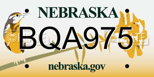 BQA975 Nebraska License Plate