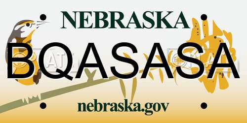 BQASASA Nebraska License Plate