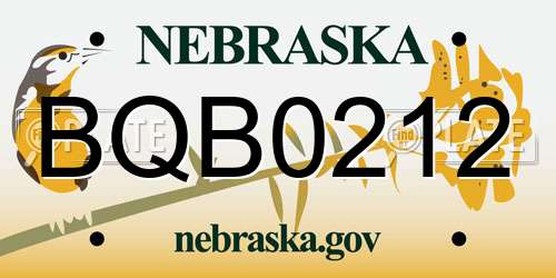 BQB0212 Nebraska License Plate