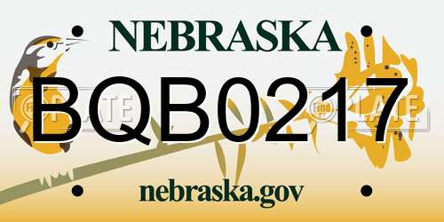 BQB0217 Nebraska License Plate