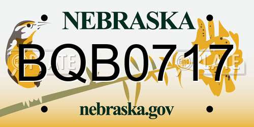 BQB0717 Nebraska License Plate