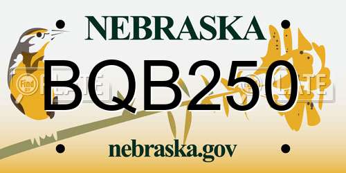 BQB250 Nebraska License Plate
