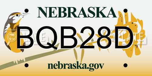 BQB28D Nebraska License Plate