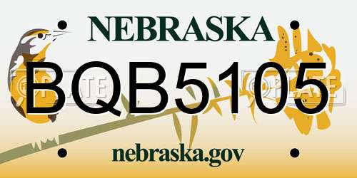 BQB5105 Nebraska License Plate