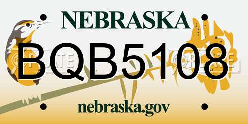 BQB5108 Nebraska License Plate