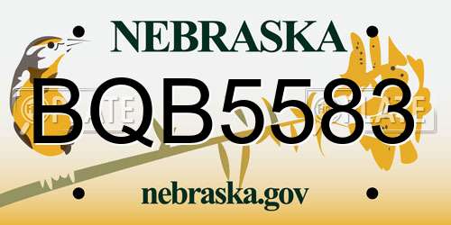 BQB5583 Nebraska License Plate