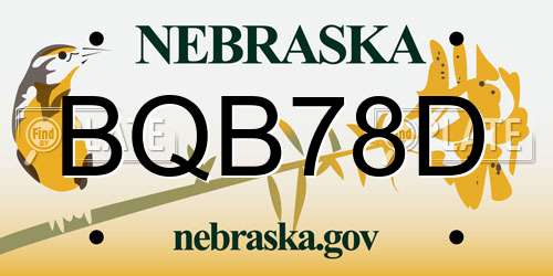 BQB78D Nebraska License Plate