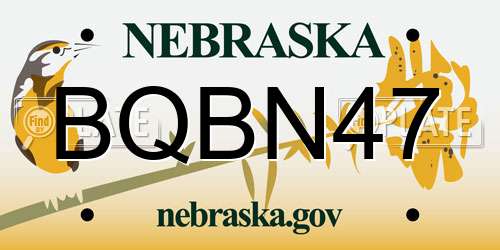 BQBN47 Nebraska License Plate