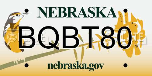BQBT80 Nebraska License Plate