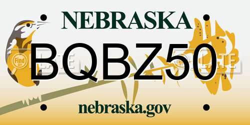 BQBZ50 Nebraska License Plate