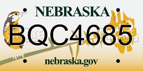 BQC4685 Nebraska License Plate