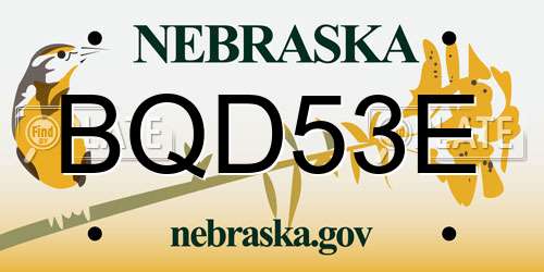 BQD53E Nebraska License Plate
