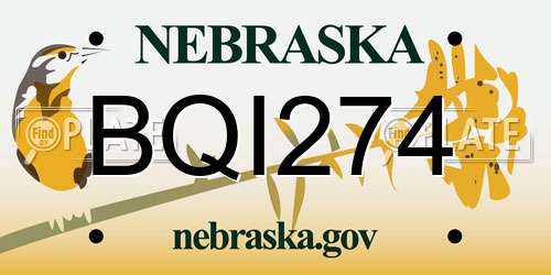 BQI274 Nebraska License Plate