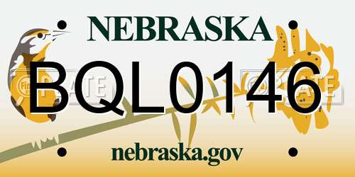BQL0146 Nebraska License Plate