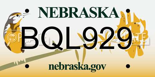BQL929 Nebraska License Plate