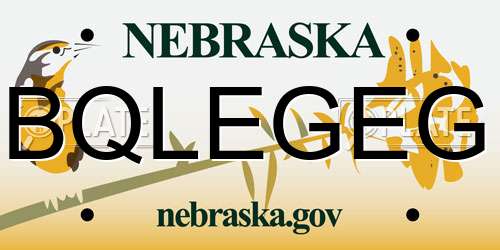 BQLEGEG Nebraska License Plate