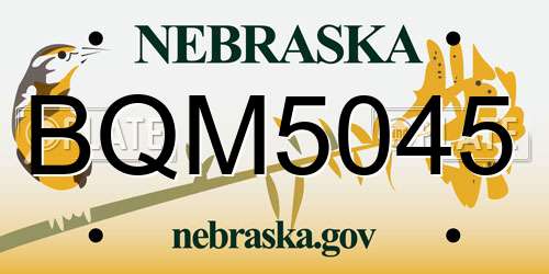 BQM5045 Nebraska License Plate