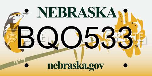 BQO533 Nebraska License Plate