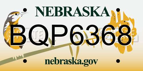 BQP6368 Nebraska License Plate