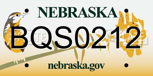 BQS0212 Nebraska License Plate
