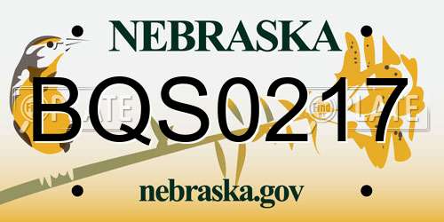 BQS0217 Nebraska License Plate