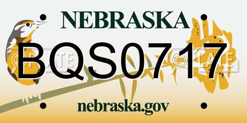 BQS0717 Nebraska License Plate