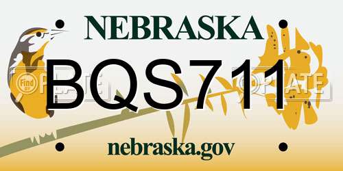 BQS711 Nebraska License Plate