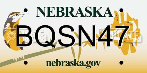 BQSN47 Nebraska License Plate