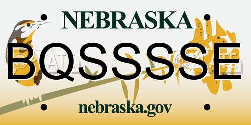 BQSSSSE Nebraska License Plate