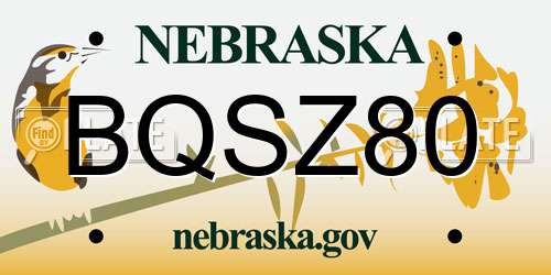BQSZ80 Nebraska License Plate