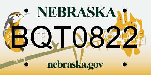 BQT0822 Nebraska License Plate