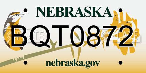 BQT0872 Nebraska License Plate
