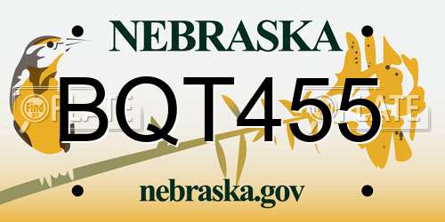 BQT455 Nebraska License Plate