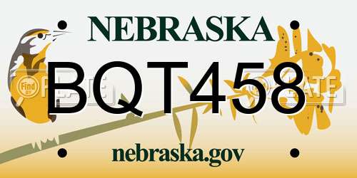 BQT458 Nebraska License Plate