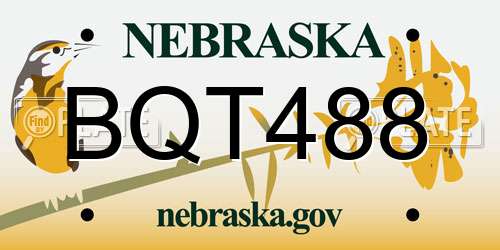 BQT488 Nebraska License Plate
