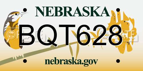 BQT628 Nebraska License Plate