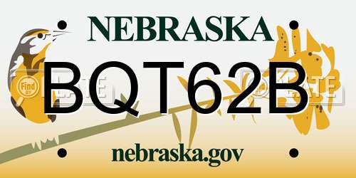 BQT62B Nebraska License Plate