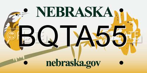 BQTA55 Nebraska License Plate