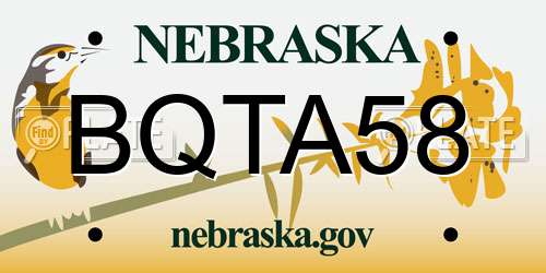 BQTA58 Nebraska License Plate