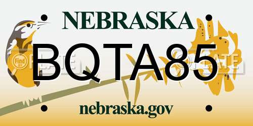 BQTA85 Nebraska License Plate