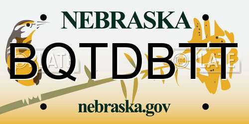 BQTDBTT Nebraska License Plate
