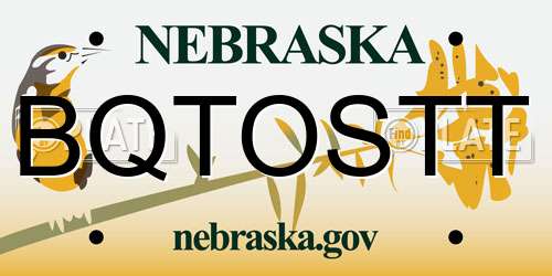 BQTOSTT Nebraska License Plate
