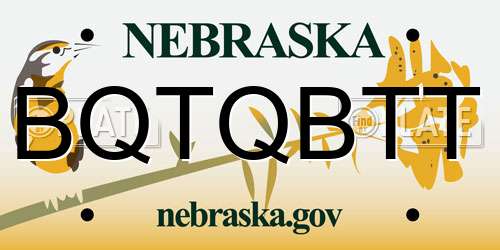 BQTQBTT Nebraska License Plate