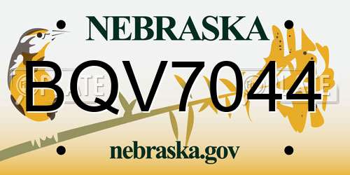 BQV7044 Nebraska License Plate