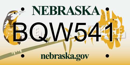 BQW541 Nebraska License Plate