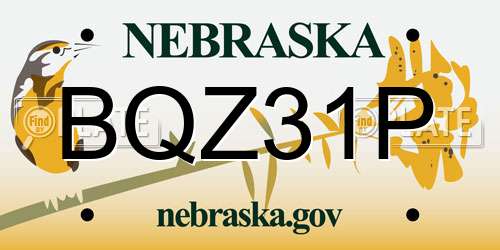 BQZ31P Nebraska License Plate
