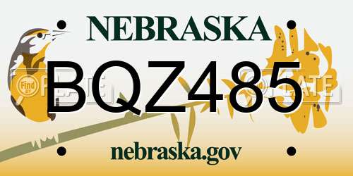 BQZ485 Nebraska License Plate
